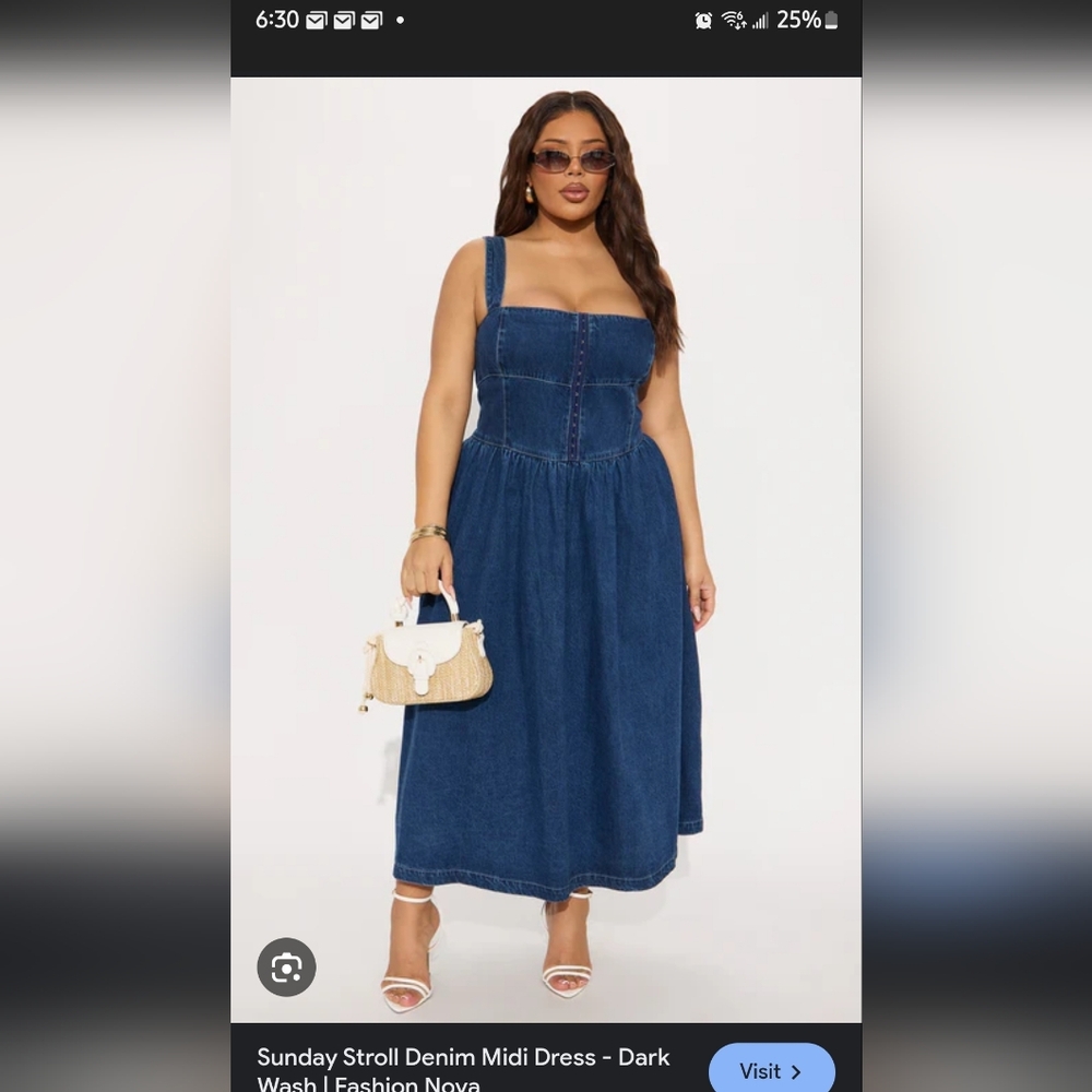 Fashion Nova Blue Denim Midi Dress
